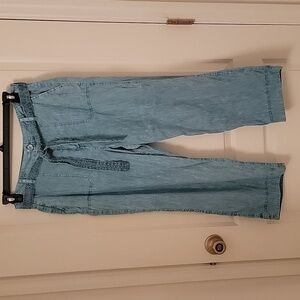 Soft Surroundings "Tea Party" Wide Leg Crop Pants.  Size 8.  Linen Blend, EUC!